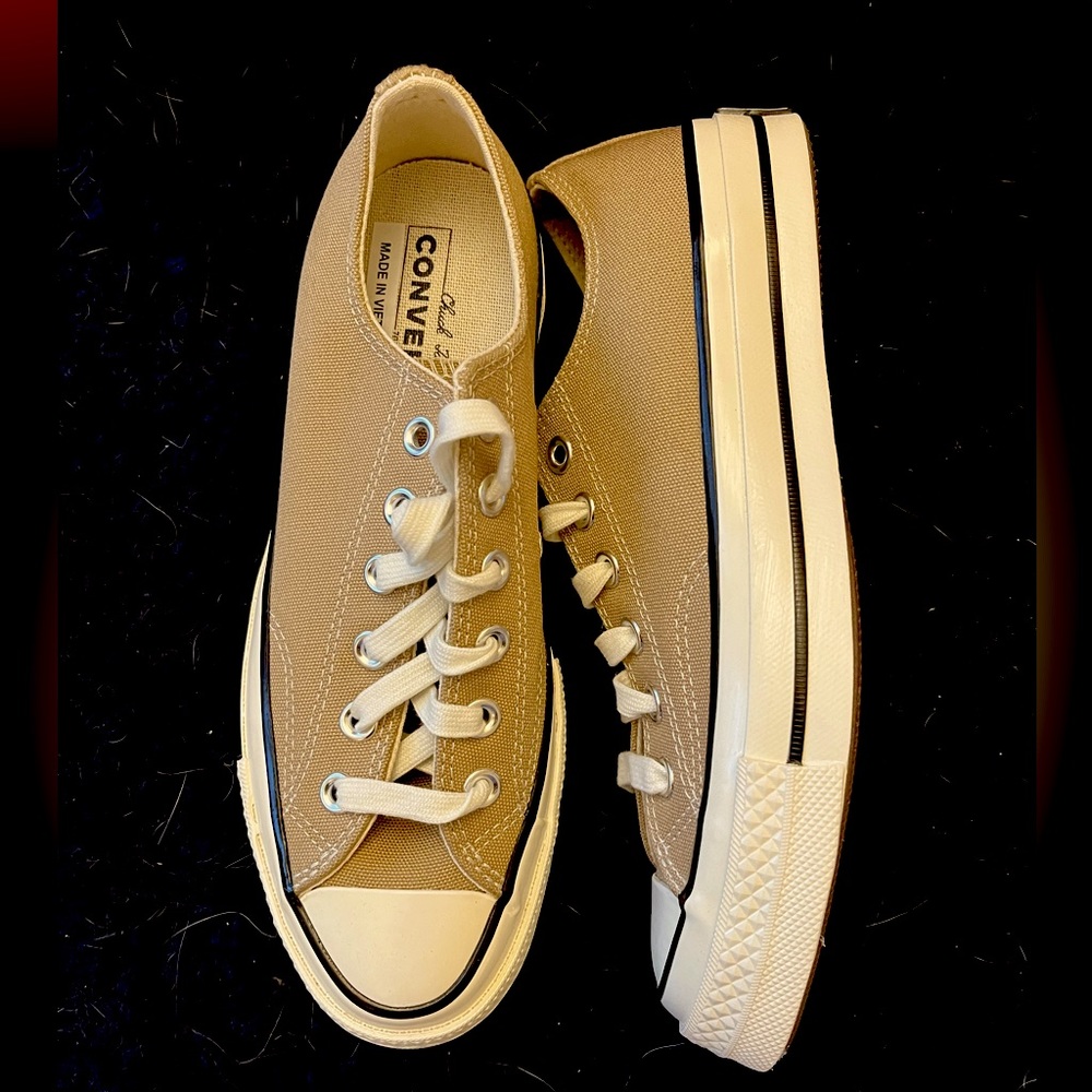 Converse Canvas Low Top Sneakers in Tan and White - Picture 4 of 11